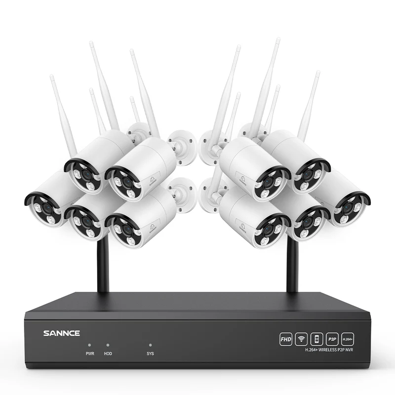 5MP 16-Channel Wireless Security Camera System, 8MP NVR, 5MP WiFi 10 Pcs IP Cameras, Two-Way Audio, IP66 Waterproof, Smart AI Human Detection, Work With Alexa