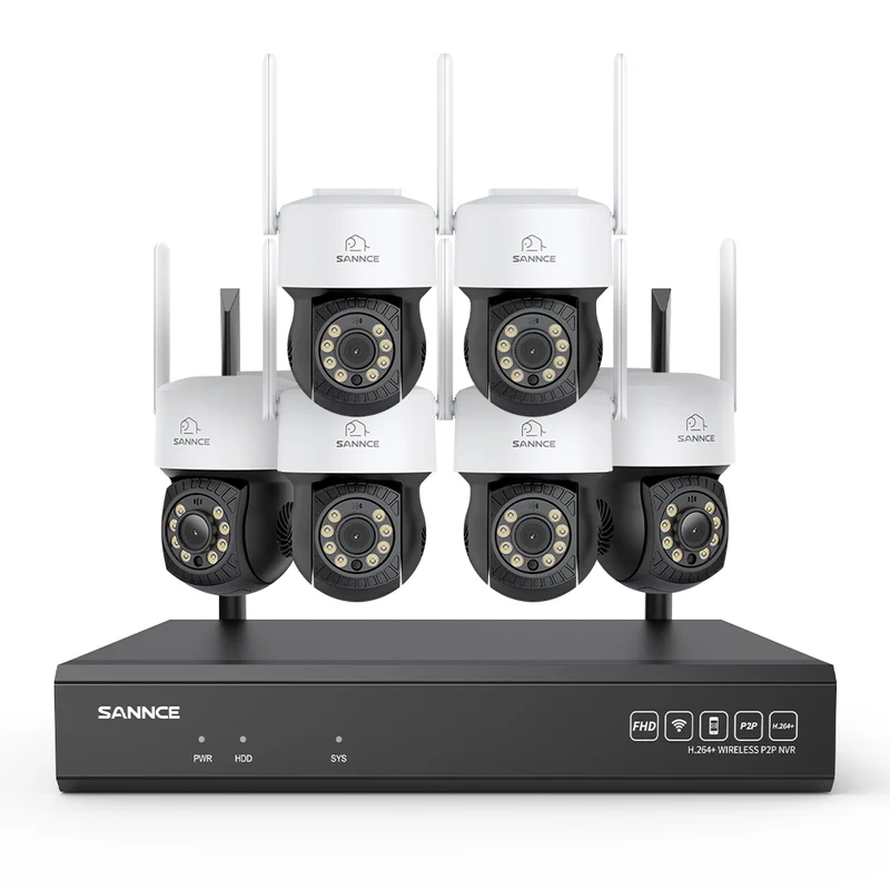 5MP 16-Channel Wireless CCTV PT Camera System, 8MP NVR, 5MP Pan & Tilt 6Pcs WiFi IP Cameras, Audio Recording, AI Human Detection, Work With Alexa