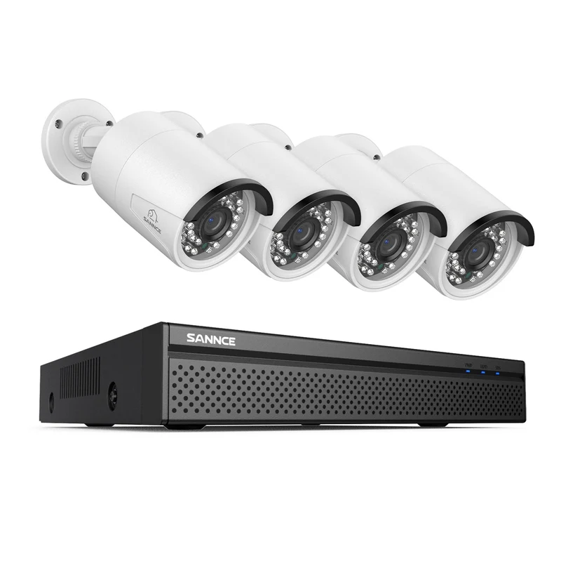 4K 8-Channel PoE Security Camera System, 8MP 10CH NVR 4 3MP Bullet CCTV IP Cameras, Audio Recording, Motion Detection