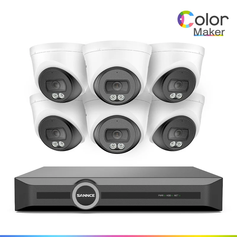 3MP 8-Channel PoE Security Camera System with 6MP NVR, F1.0 Full Color Night Vision, 6Pcs 2K Cameras, AI Human & Vehicle Detection, S+265