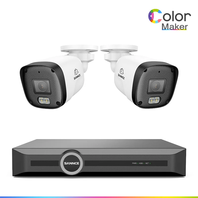 3MP 8-Channel PoE Security Camera System with 6MP NVR, F1.0 Full Color Night Vision, 2Pcs 2K Cameras, AI Human & Vehicle Detection, S+265
