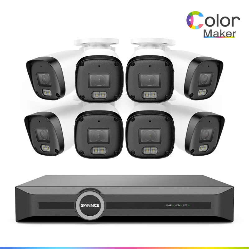 3MP 8-Channel PoE Security Camera System with 6MP NVR, F1.0 Full Color Night Vision, 8Pcs 2K Cameras, AI Human & Vehicle Detection, S+265