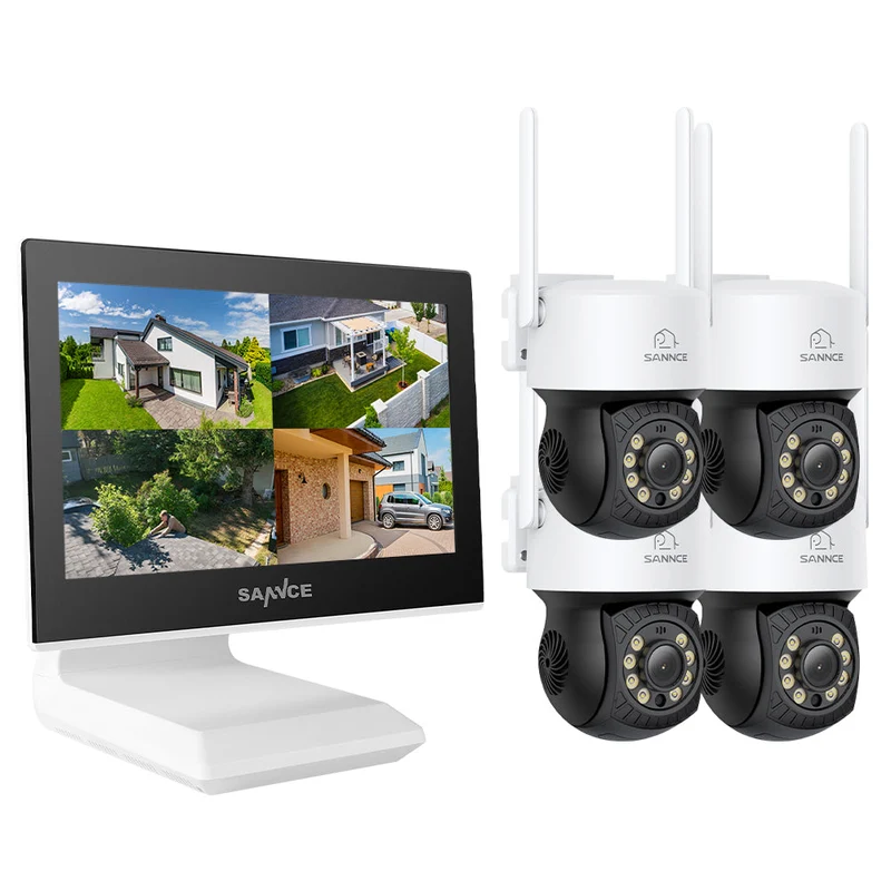 10 Channel Wireless PT Security Camera System, 3MP NVR w/ 10.1'' LCD Monitor, 3MP Wireless PT Security Camera, Pan & Tilt 2Pcs IP Cameras AI Human Detection, Remote Access, Smart Motion Alerts, Work with Alexa