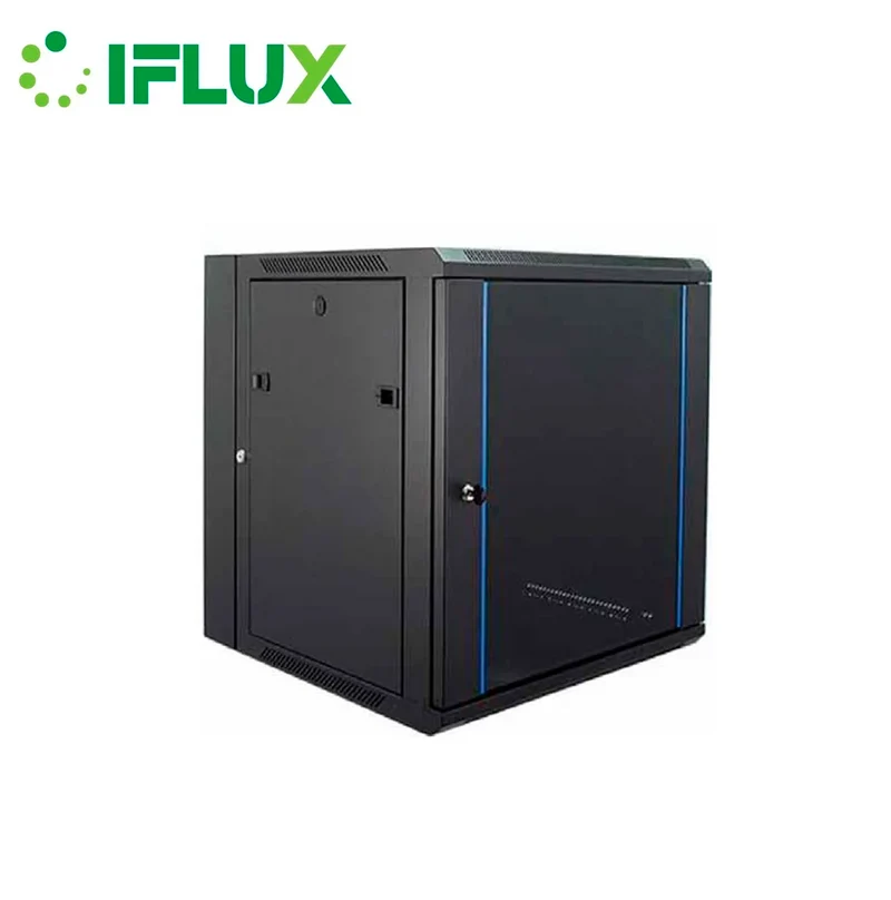 Gabinete de pared doble sección 9U (600×600 mm) con puerta de vidrio templado y cerradura IFM-WM-MZH-9U Marca: Iflux