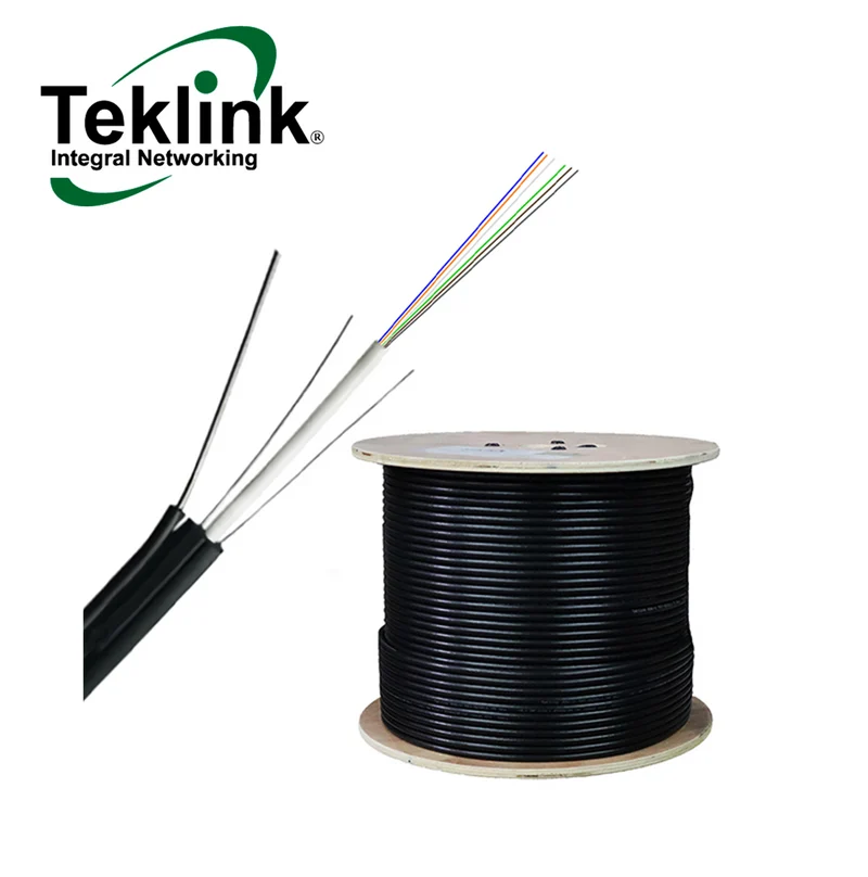 Cable fibra optica 6 hilos, FFTH DROP con tuvo de metal con mensa 1000M LSZH FIB-MM6M Marca: Teklink