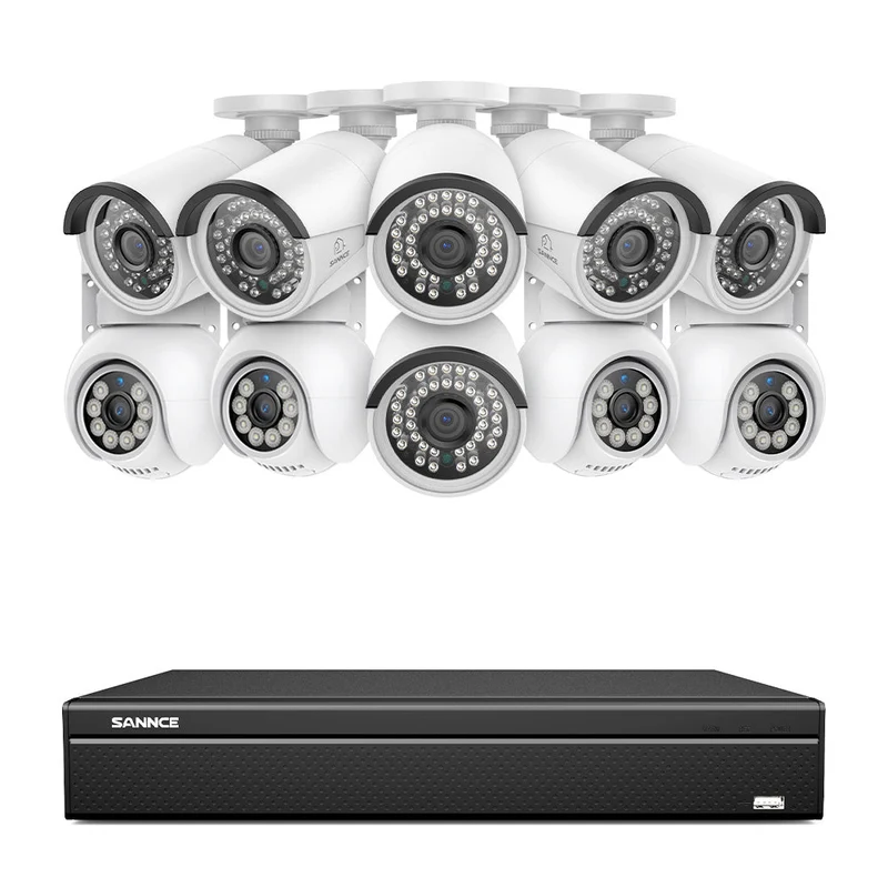 16 Channel 4K PoE Bullet & PT Security Camera System, 8MP Outdoor PoE IP Cameras, Pan & Tilt, ONVIF Supported NVR, Two-Way Audio, Smart Human/Vehicle Detection (6x IP Cameras+4x PT Cameras)