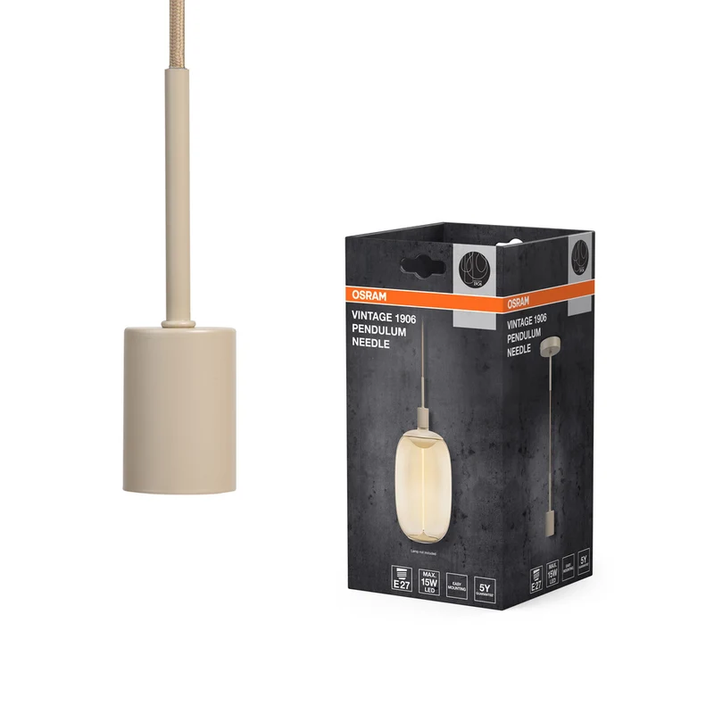 Lámpara colgante de aguja de péndulo OSRAM Vintage 1906 E27 beige