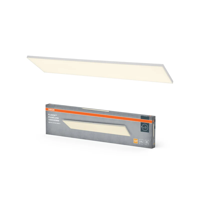 Lámpara de techo LED sin marco OSRAM Planon, blanco cálido, 40 W, 1200 x 300 mm