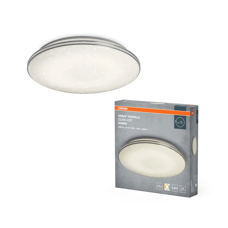 Lámpara de techo OSRAM ORBIS® Sparkle Click-CCT 400 mm 24 W, 2000 lm, 2700…6500 K, blanco regulable
