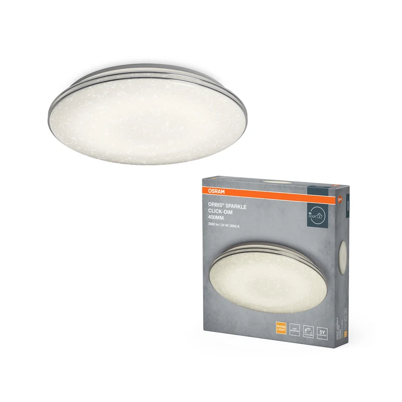 Lámpara de techo OSRAM ORBIS® Sparkle Click-DIM 400 mm 24 W, 2000 lm, 3000 K, blanco cálido