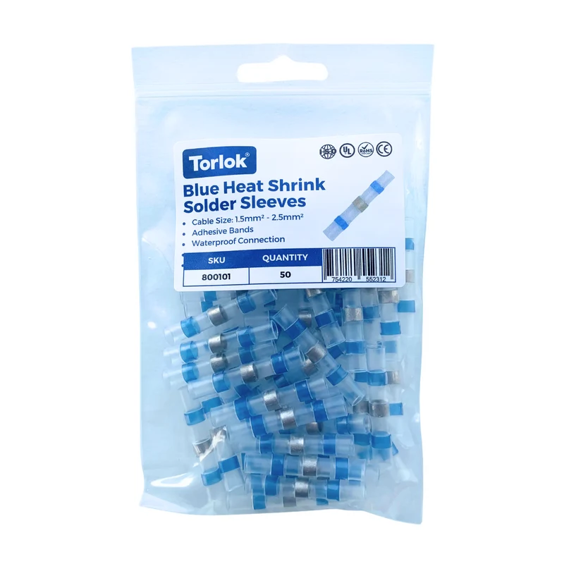 Conectores de cable de manga de soldadura termorretráctil azul
