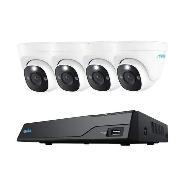 Reolink NVS8-8MD4, kit de cámaras inteligentes PoE de 8 MP con 4 cámaras tipo torreta, NVR con disco duro de 2 TB
