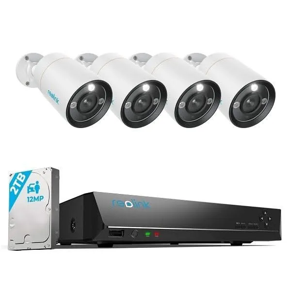 Reolink RLK8-1200B4-A-4MM, kit de seguridad de 12 MP con detección inteligente y PoE