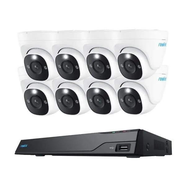 Reolink NVS16-8MD8, kit de cámaras inteligentes PoE de 8 MP con 8 cámaras tipo «turret» y NVR con disco duro de 4 TB