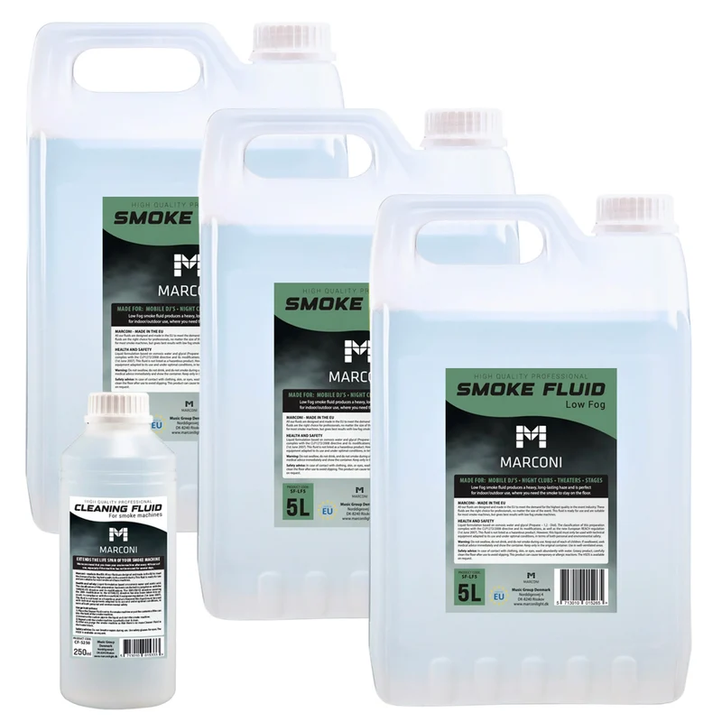 3 x 5L Líquido para humo (Low Fog) + 250ml Líquido de limpieza