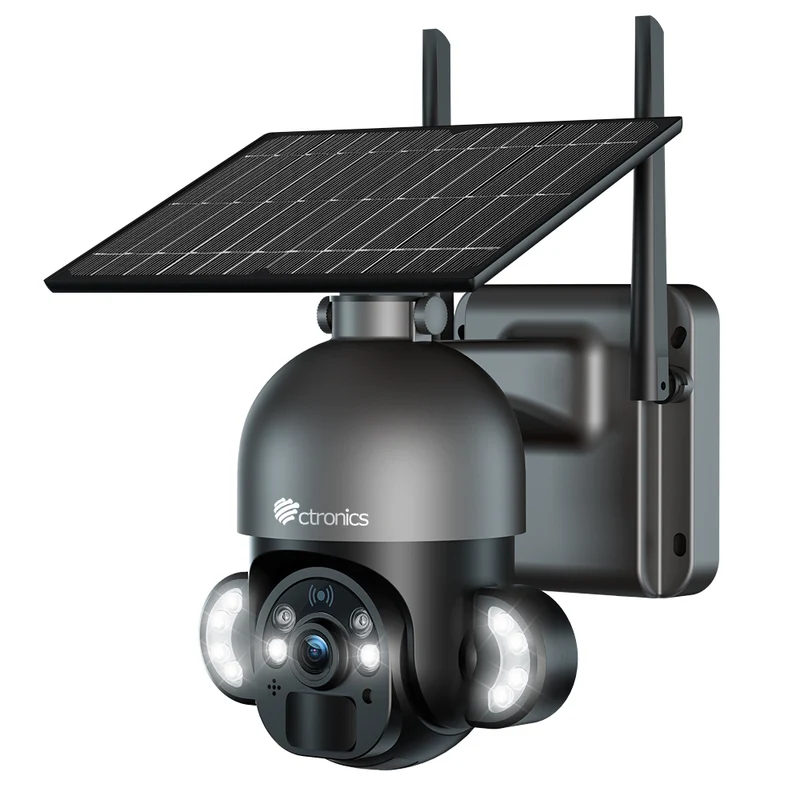 Ctronics 2.5K 5MP 100% Wireless Solar Panel PTZ camera with PIR Sensor Human Detection
