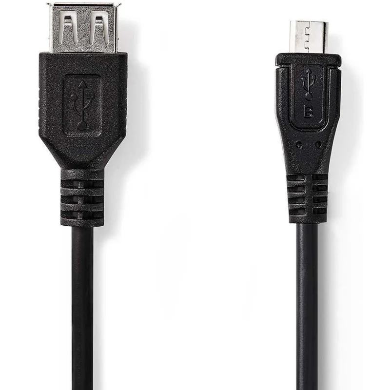 NEDIS USB Micro B macho a USB A hembra – Negro, 20 cm