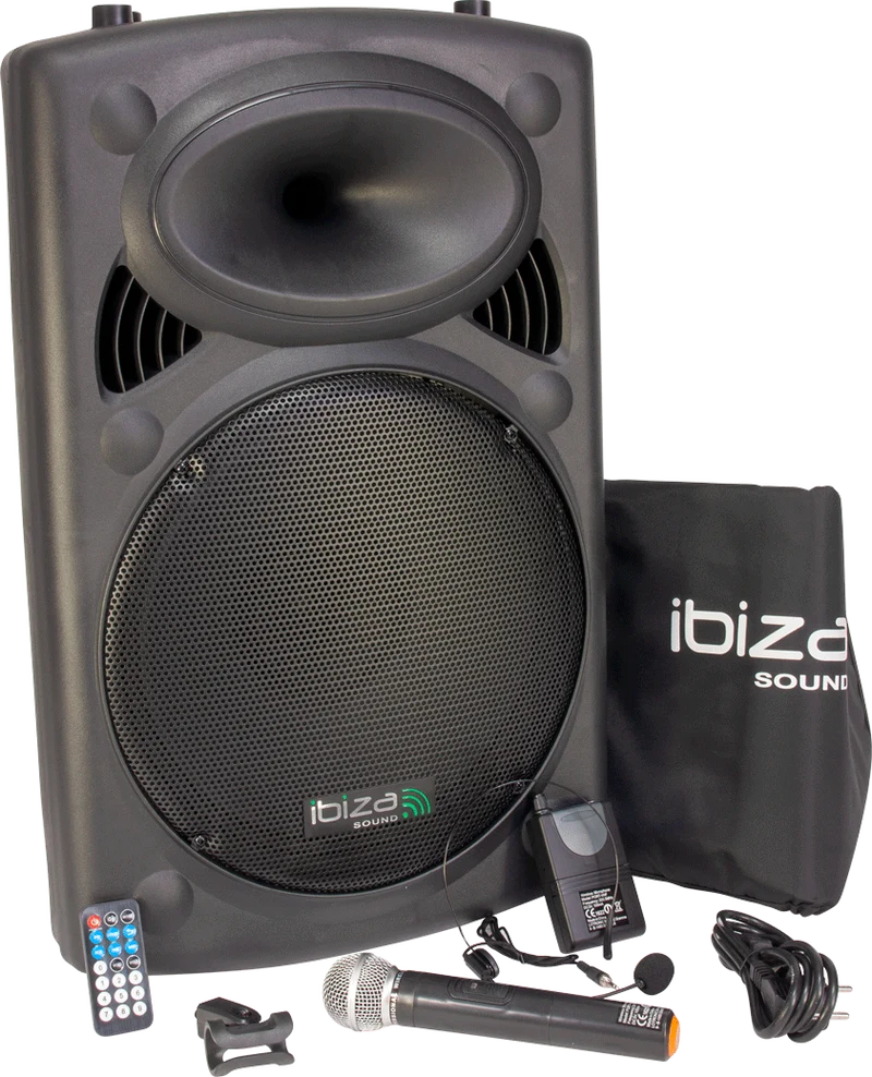 Ibiza Altavoz Portátil con 15" Bajo (Negro, 800W)