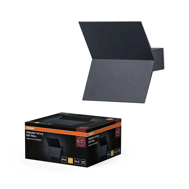Lámpara de pared para exterior OSRAM ENDURA STYLE BAT, aplique LED con luz indirecta, blanco cálido, 3000 K, aluminio, IP44, 9,5 W
