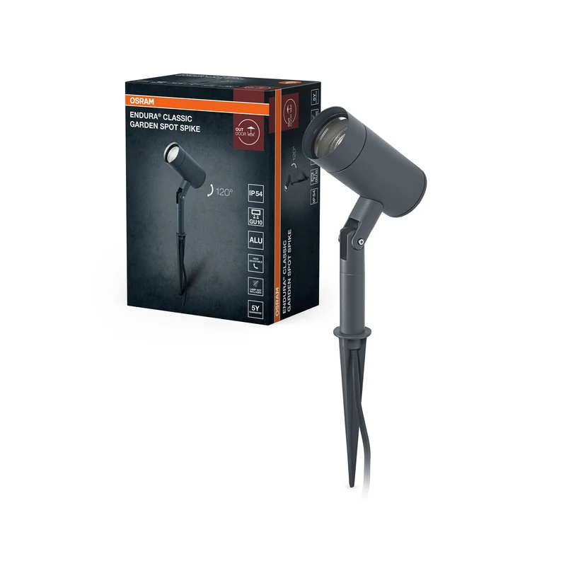 OSRAM ENDURA Classic Garden Spotspike GU10, farolillo de exterior con estaca, negro, casquillo GU10 (máx. 35 W), se puede equipar con una bombilla normal o inteligente, cabezal orientable, clase de protección IP54