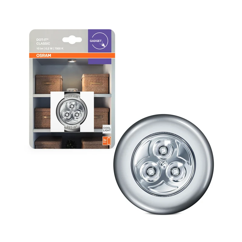 Lámpara LED móvil OSRAM DOT-it, funciona con pilas, 0,23 W / 7000 K blanco frío