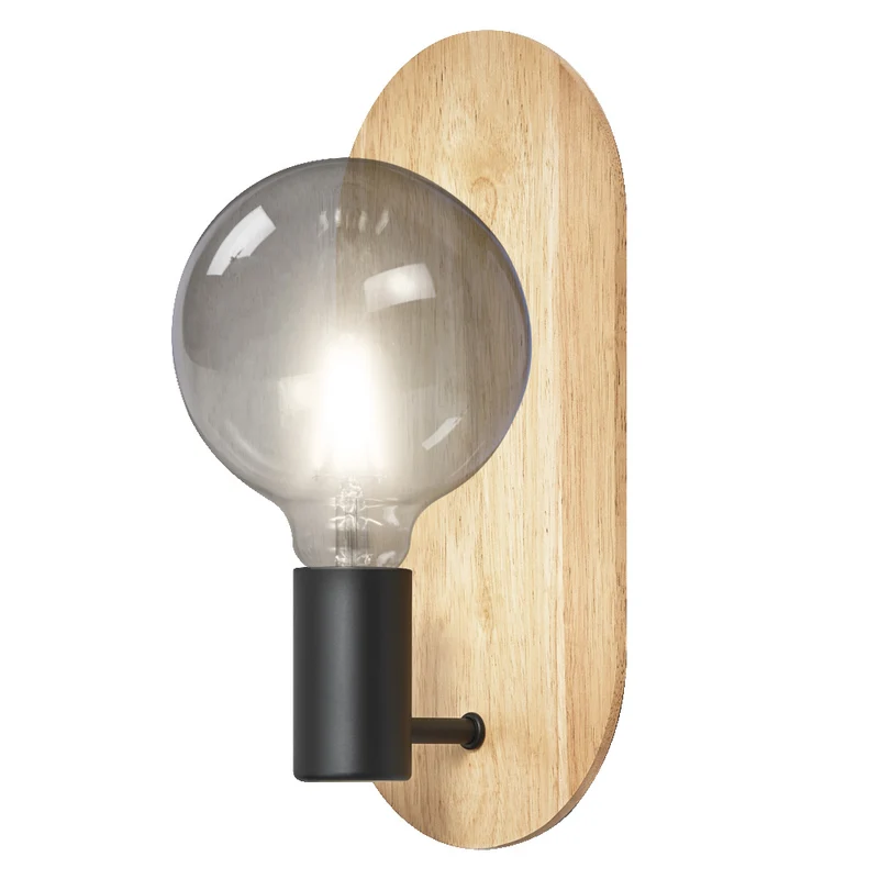 Aplique de pared OSRAM DECOR Wood Wall, negro/madera, E27