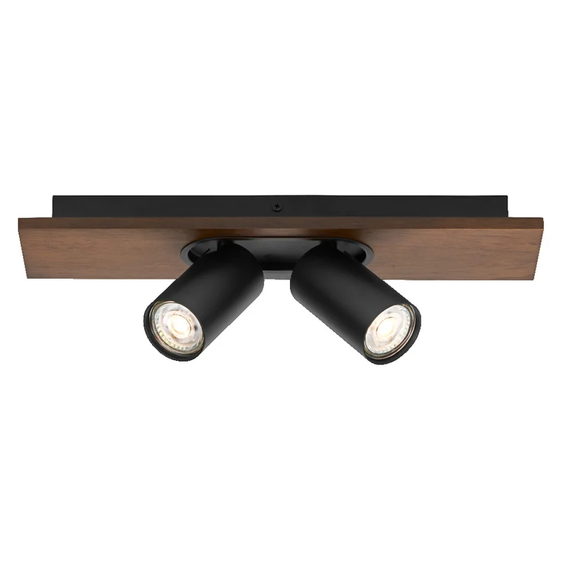 Lámpara de techo OSRAM DECOR SPOT MERCURY, 2 x 3,4 W, aspecto madera, color negro