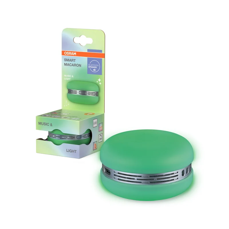Altavoz OSRAM Bluetooth SMART+ Macaron con control de movimiento, luz LED RGB, verde