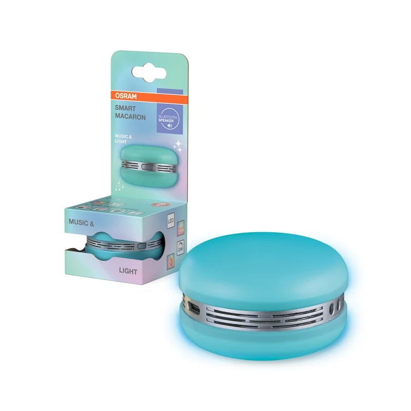 Altavoz OSRAM Bluetooth SMART+ Macaron con control de movimiento y luz LED RGB, color azul