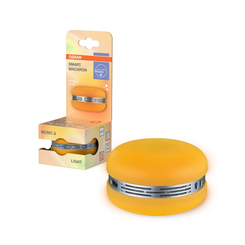 Altavoz OSRAM Bluetooth SMART+ Macaron con control de movimiento y luz LED RGB, color naranja