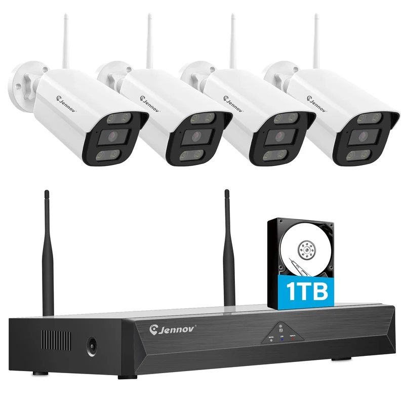 Outdoor WiFi AI Human Detected Security Camera System with Surveillance NVR Kits