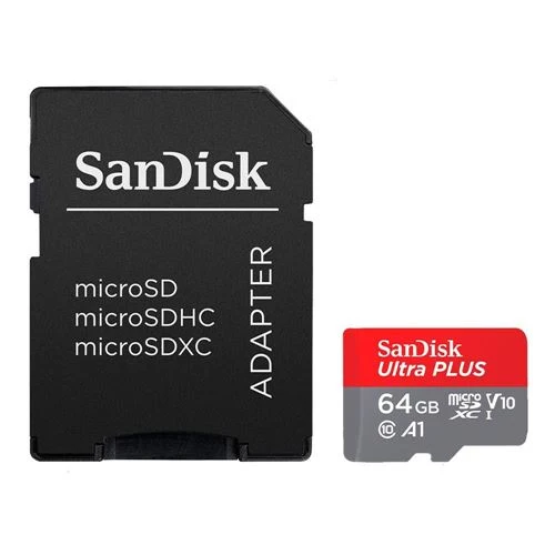 Tarjeta de Memoria Sandisk 64GB Ultra PLUS MicroSDXC Class 10 / U1 / UHS-1 / V10 Flash Memory Card