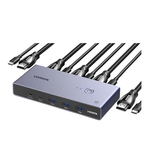 Switch KVM UGreen HDMI 8K 2 Entradas 1 Salida con Hub USB
