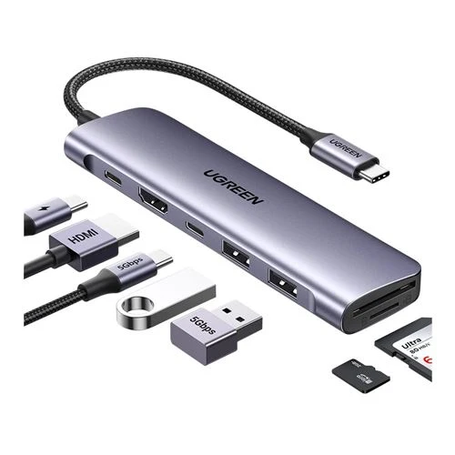 Cable UGreen USB-C Multipuerto 4K HDMI, USB-A/USB-C y SD