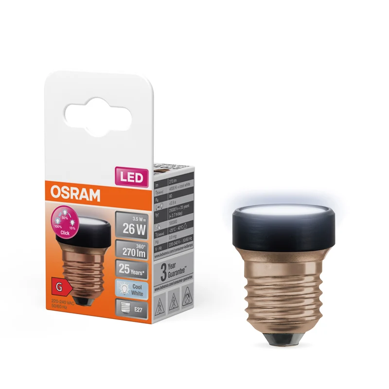 Lámpara LED OSRAM Star Design, negra, blanco frío, 3,5 W, mate, E27