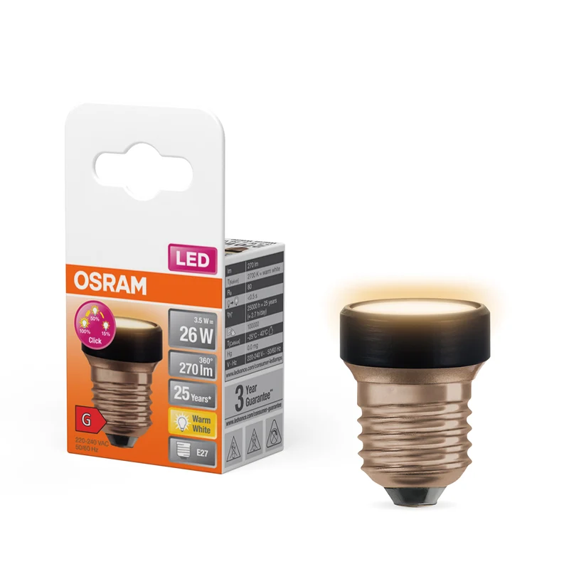 Lámpara LED OSRAM Star Design, negra, blanco cálido, 3,5 W, 270 lm, mate