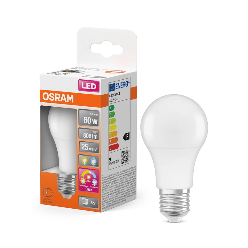 Bombilla LED Superstar Classic de OSRAM, esmerilada, 3 modos, 8,8 W, E27, blanco cálido, blanco frío