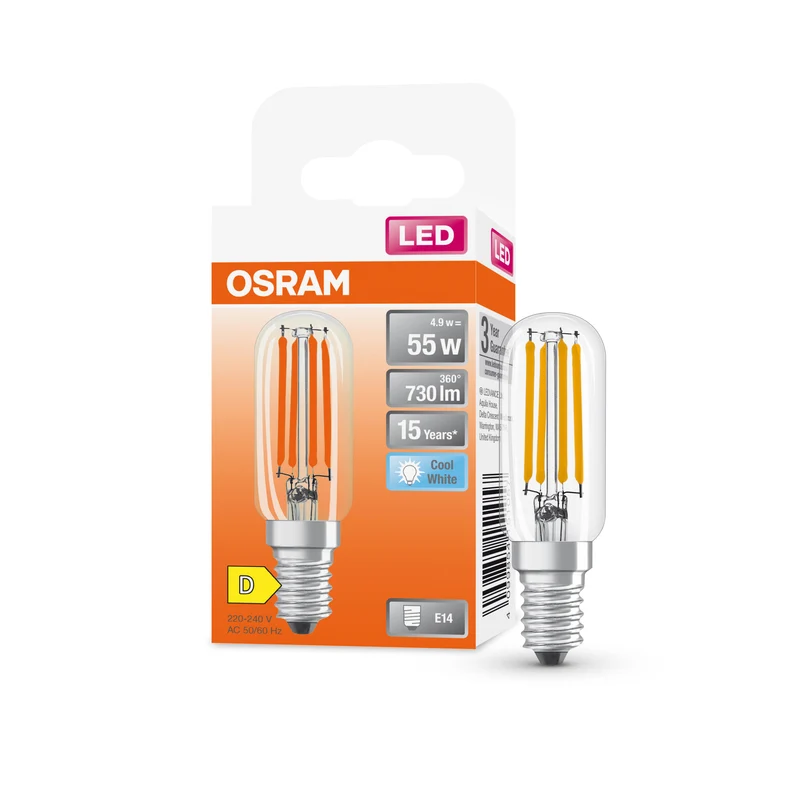 OSRAM LED Special T26, filamento de 300°, 4,9 W, 840, transparente, E14, blanco frío