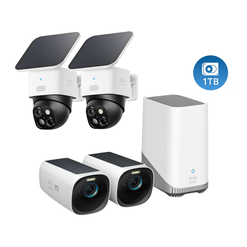 eufyCam S330 (eufyCam 3) + SoloCam S340 (2-Pack) + 1 TB Hard Drive
