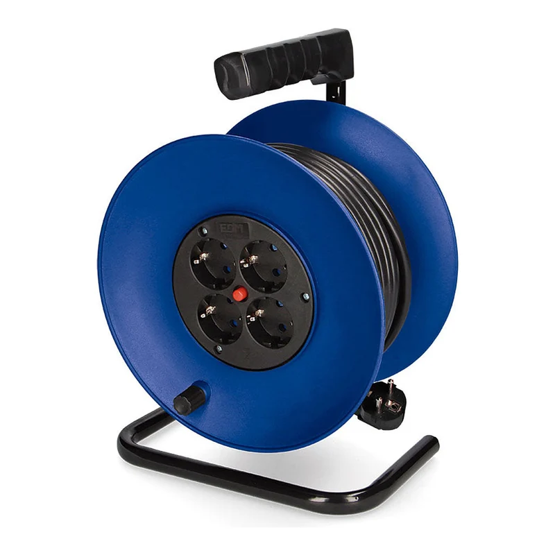 EDM Enrollacables con Protector Térmico 4 Tomas – Alargador Seguro para Cultivo
