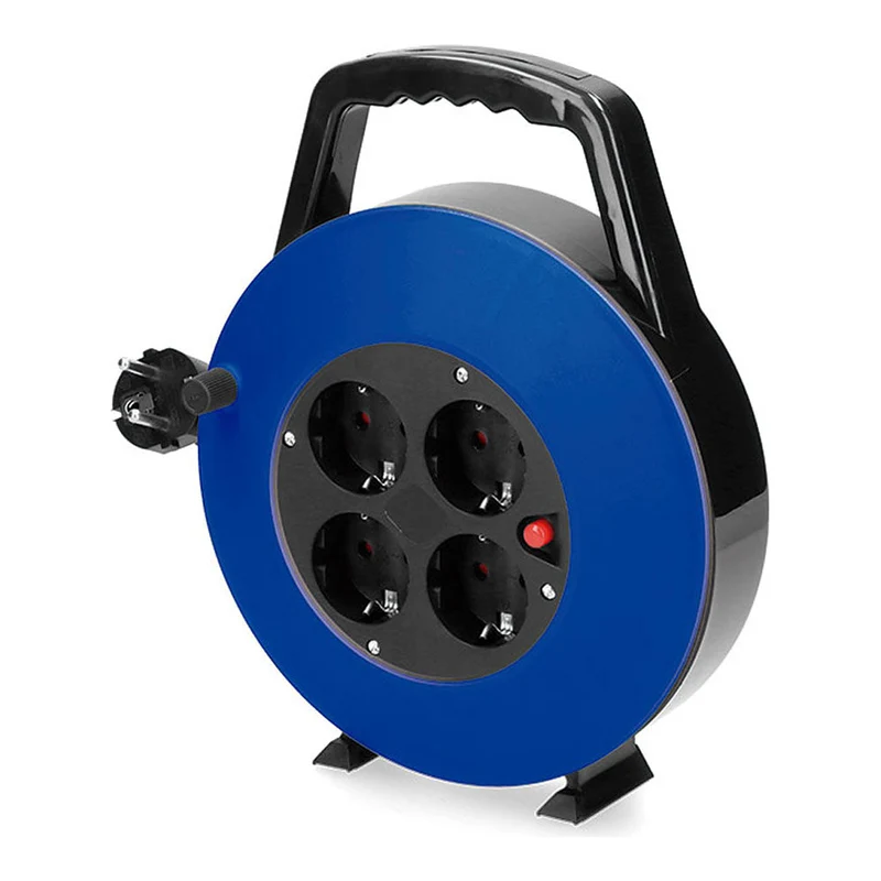 EDM Enrollacables 10 m 4 Tomas – Alargador con Carrete para Instalación de Cultivo