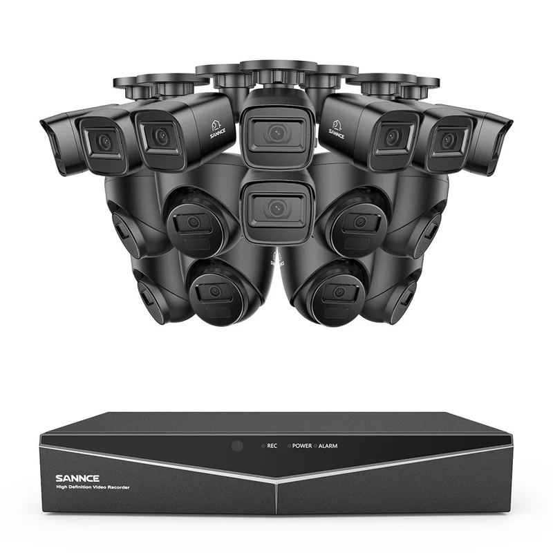 1080p 16 Channel 16 Camera Outdoor Wired Security System, Smart Motion Detection, 100 ft Infrared Night Vision, IP67 Weatherproof