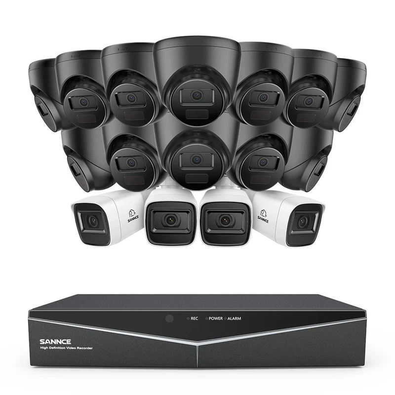 1080p 16 Channel 16 Camera Outdoor Wired Security System, Smart Motion Detection, 100 ft Infrared Night Vision, IP67 Weatherproof