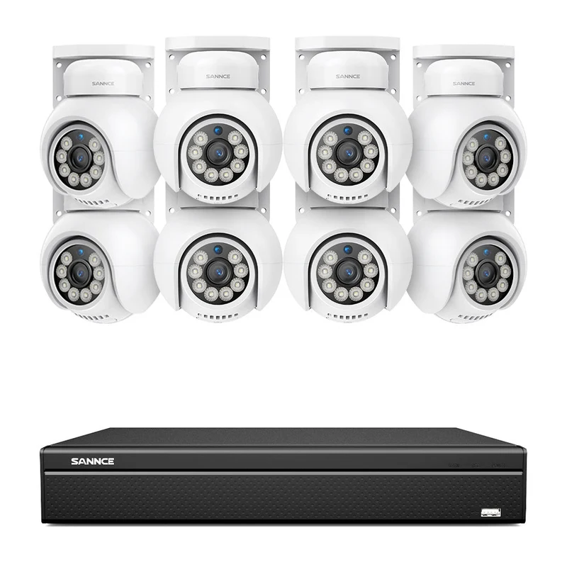4K 16CH POE PT Surveillance Camera Set, 8MP Ultra-HD (3840*2160), Remote Access, 350°/90° PTZ Pan, Intelligent People/Vehicle Detection, IP66 Waterproof (8MP IP PT Camera and 16CH NVR)