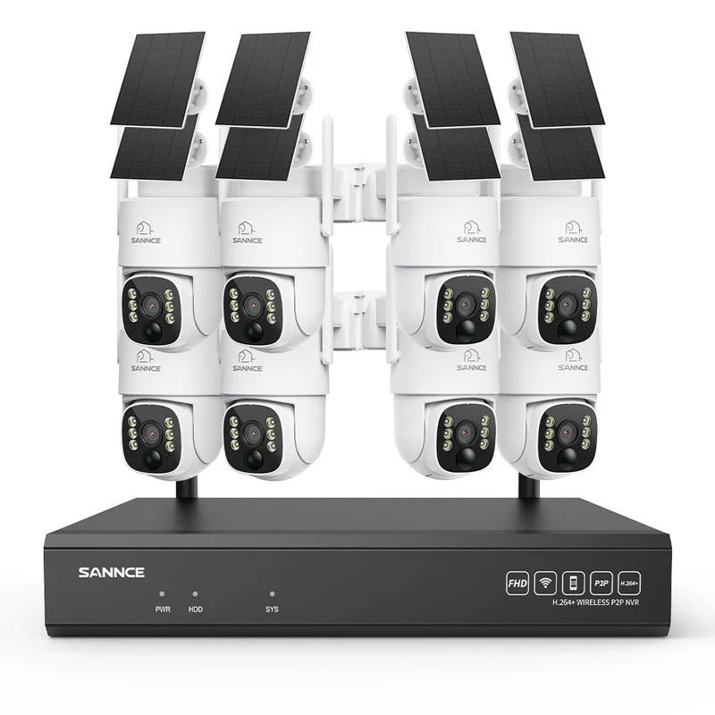 4MP WLAN-Überwachungssystem mit 8 PTZ-Solarkameras & 16-Kanal 8MP NVR, Wi-Fi 6, KI + PIR, 8000-mAh-Akku, Farbnachtsicht, Zwei-Wege-Audio