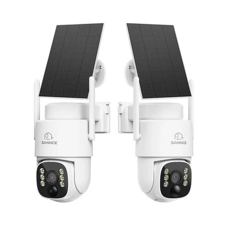 2er-Set 4MP WLAN-PTZ-Außenkamera mit 8000-mAh-Akku & Solarpanel, KI + PIR-Personenerkennung, Farbnachtsicht, Zwei-Wege-Audio, 270° Schwenken & 90° Neigen, Wi-Fi 6, Alexa-kompatibel