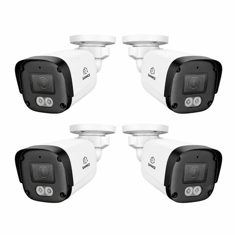 FX800 - 4Pcs 4K POE Security Camera w/ Audio, SD Card Slot, AI Detection, Wider-Angle, Dual-Light Color Night Vision, IP67 Waterproof