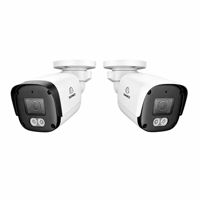 FX800 - 2Pcs 4K POE Security Camera w/ Audio, SD Card Slot, AI Detection, Wider-Angle, Dual-Light Color Night Vision, IP67 Waterproof