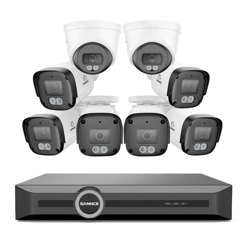 4K POE Security Camera System w/ Audio, S+265., AI Detection, Dual-Light Color Night Vision, IP67 Waterproof (8CH + 8 Cams)
