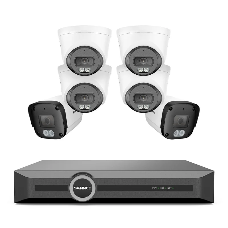 4K POE Security Camera System w/ Audio, S+265., AI Detection, Dual-Light Color Night Vision, IP67 Waterproof (8CH+6 Cams)